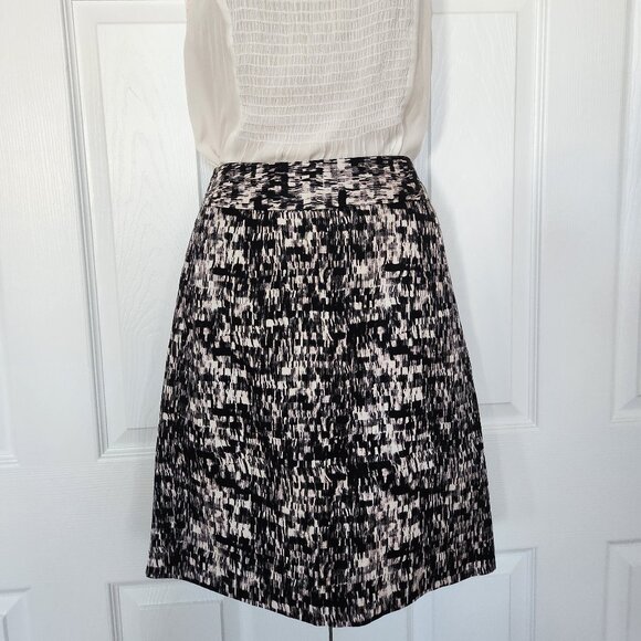 BANANA REPUBLIC WOMENS SKIRT SZ 4 BLACK AND PALE PINK LINEN AND VISCOSE A LINE - Picture 5 of 11
